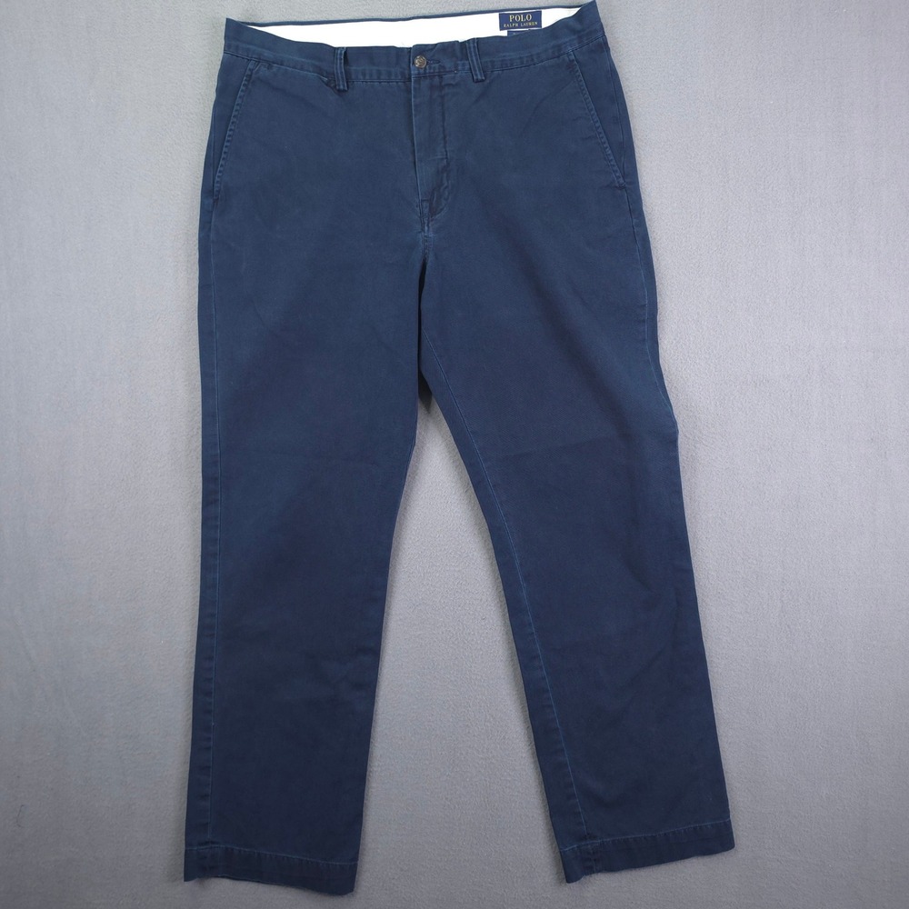 Polo Ralph Lauren Chino Pant Classic Fit Navy Blue 35x32 Cotton Twill Flat Front